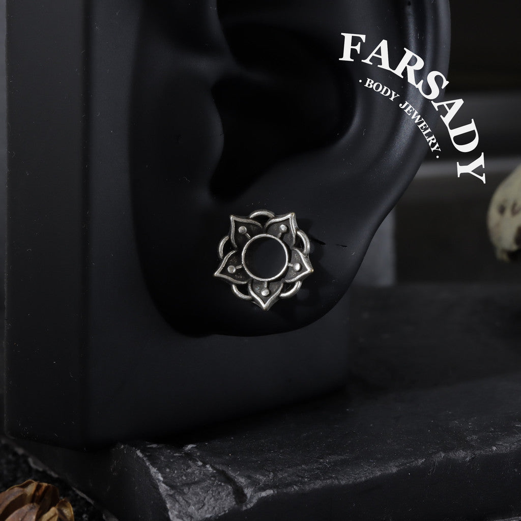Dark Lotus - 316L Ear Tunnels / Fits Stretched Ear Lobes Plugs