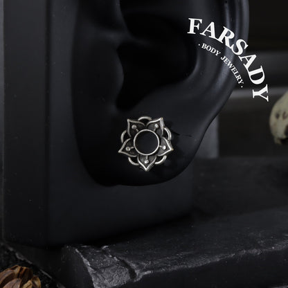 Dark Lotus - 316L Ear Tunnels / Fits Stretched Ear Lobes Plugs