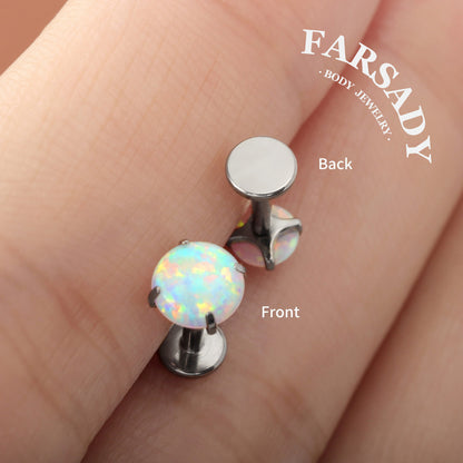 Lunar Opal - F136 Titanium Purple Opal Replacement Tops / Fits Threadless Ear Studs