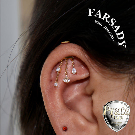 Lunar Shell - 925 Silver Threadless Stud