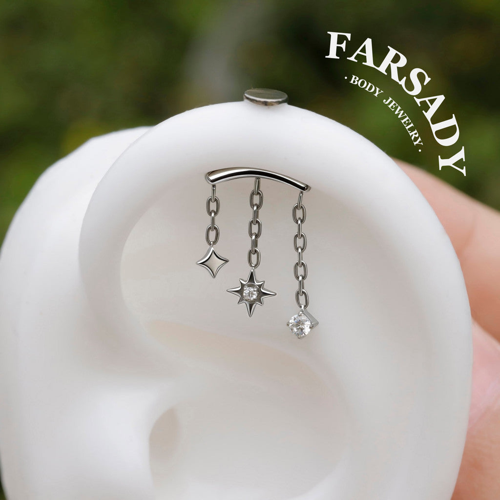 Celestial Frost- Sterling Silver Push In Stud