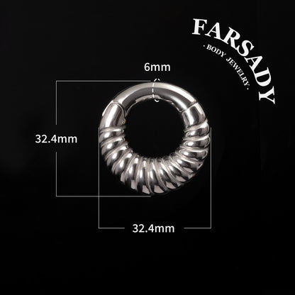 2G 6mm Stretchered Earlobe Circle Ear Gauge Weights Easy Clasp Hanger Style Heavy Steel Plug Piercing Earrings