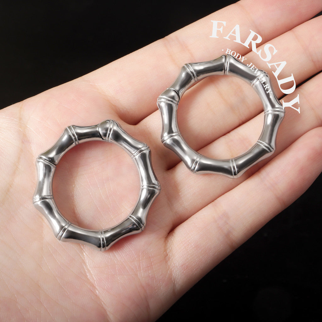 Bambus Annulus - 316L Magnetic Hinged Ear Weights / Fits 3G 2G Stretched Ear Lobes Tunnels Plugs