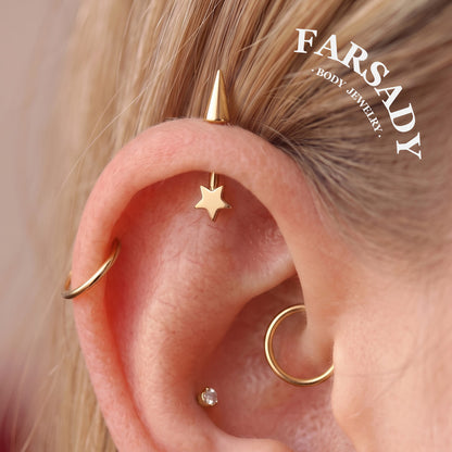 Star Spike - F136 Titanium Internally Threaded Stud / Fits Vertical Helix Hidden Rook Earring