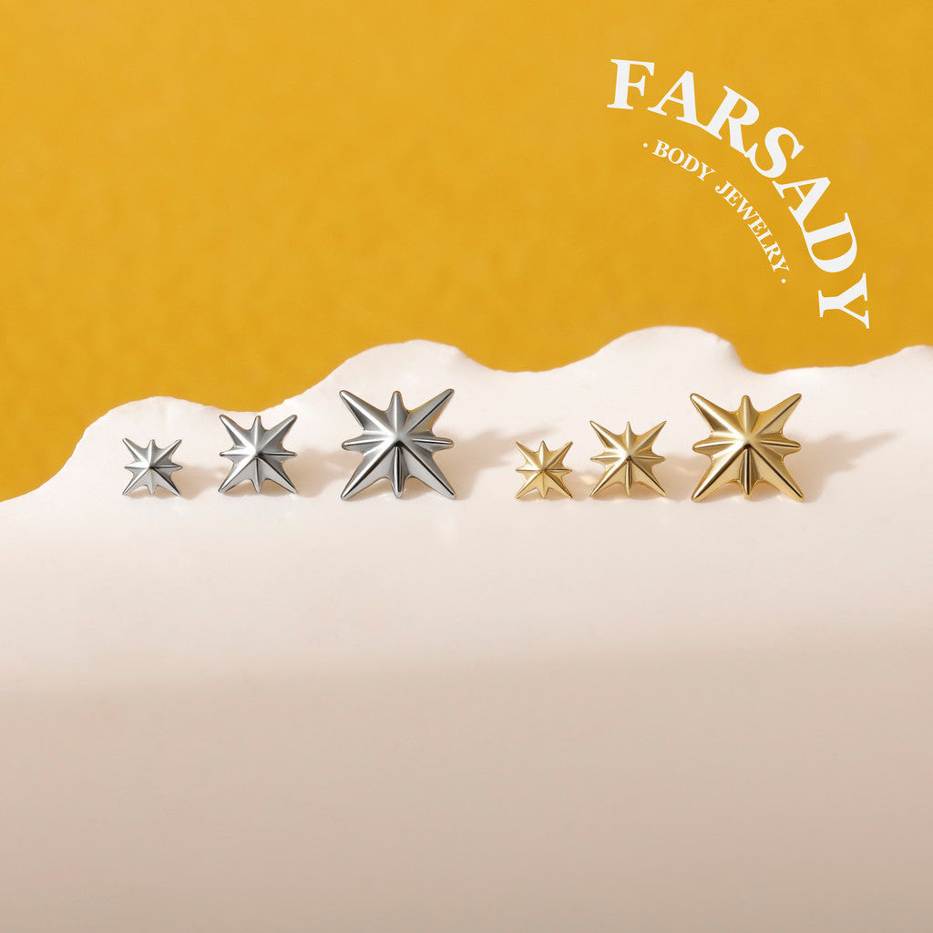 Octagram Lumen - F136 Titanium Replacement Tops / Fits Internal Thread Ear Studs