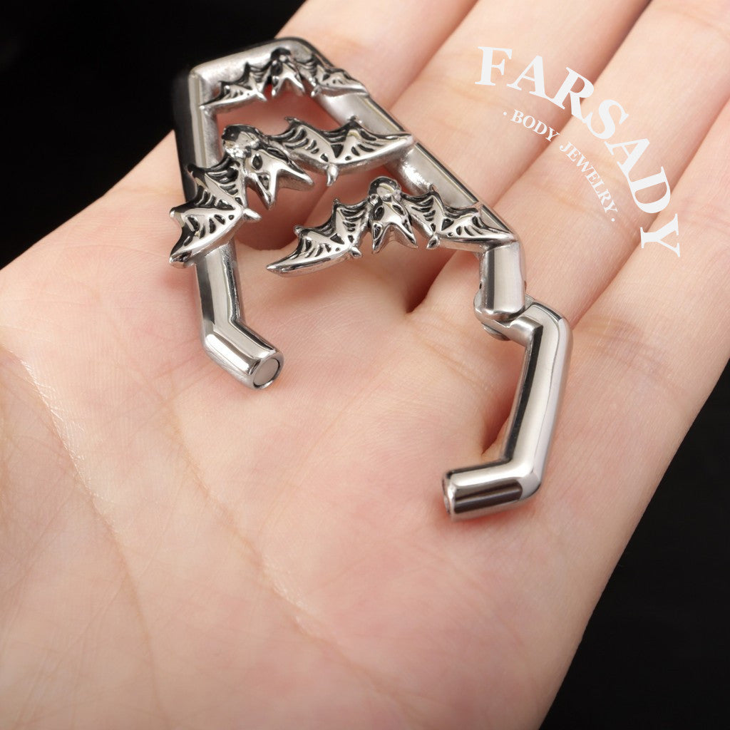 Coffin Bat Cascade- 316L Magnetic Hinged Ear Weights / Fits 6G 4G 2G Stretched Ear Lobes Tunnels Plugs