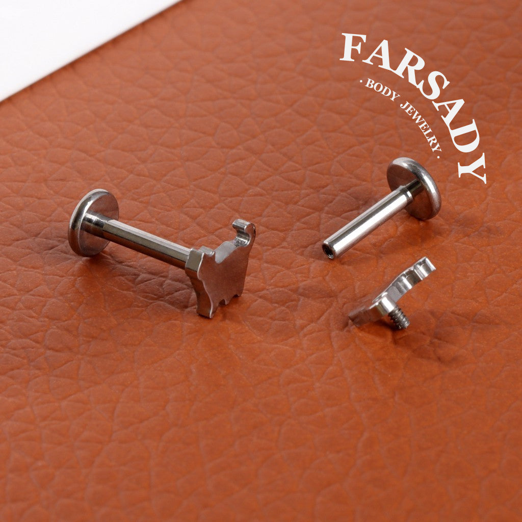 16G 18G Titanium Cute Cat Stud Earring, 1.2*6/8/10mm, Internally Threaded Stud, Flat Back Earring, Cartilage Stud, Tragus Stud, Gift Packaged