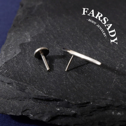 Lunar Bat Wing - 925 Silver Threadless Stud / Fits Cartilage Helix Tragus Lobe Earring