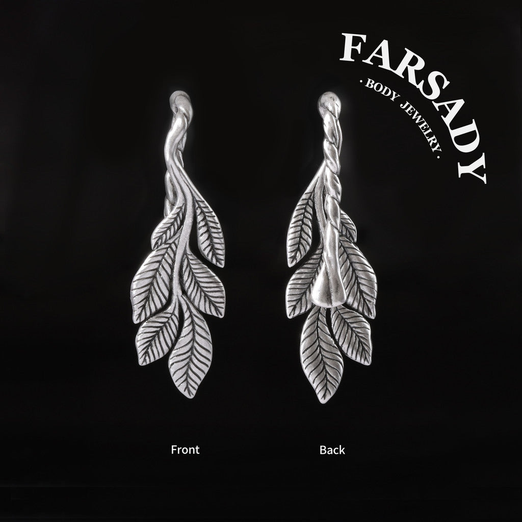 Thin Leaf - 316L Hanging Style Ear Weights / Fits 4G 2G Stretched Ear Lobes Tunnels Plugs