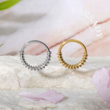 Coil Loop - CZ Hinged Clicker Hoop / Fits 16G Septum Ring Helix Conch Cartilage Earring