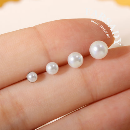 Layer Pearl Ball - F136 Titanium Pearl Replacement Tops / Fits Threadless Ear Studs