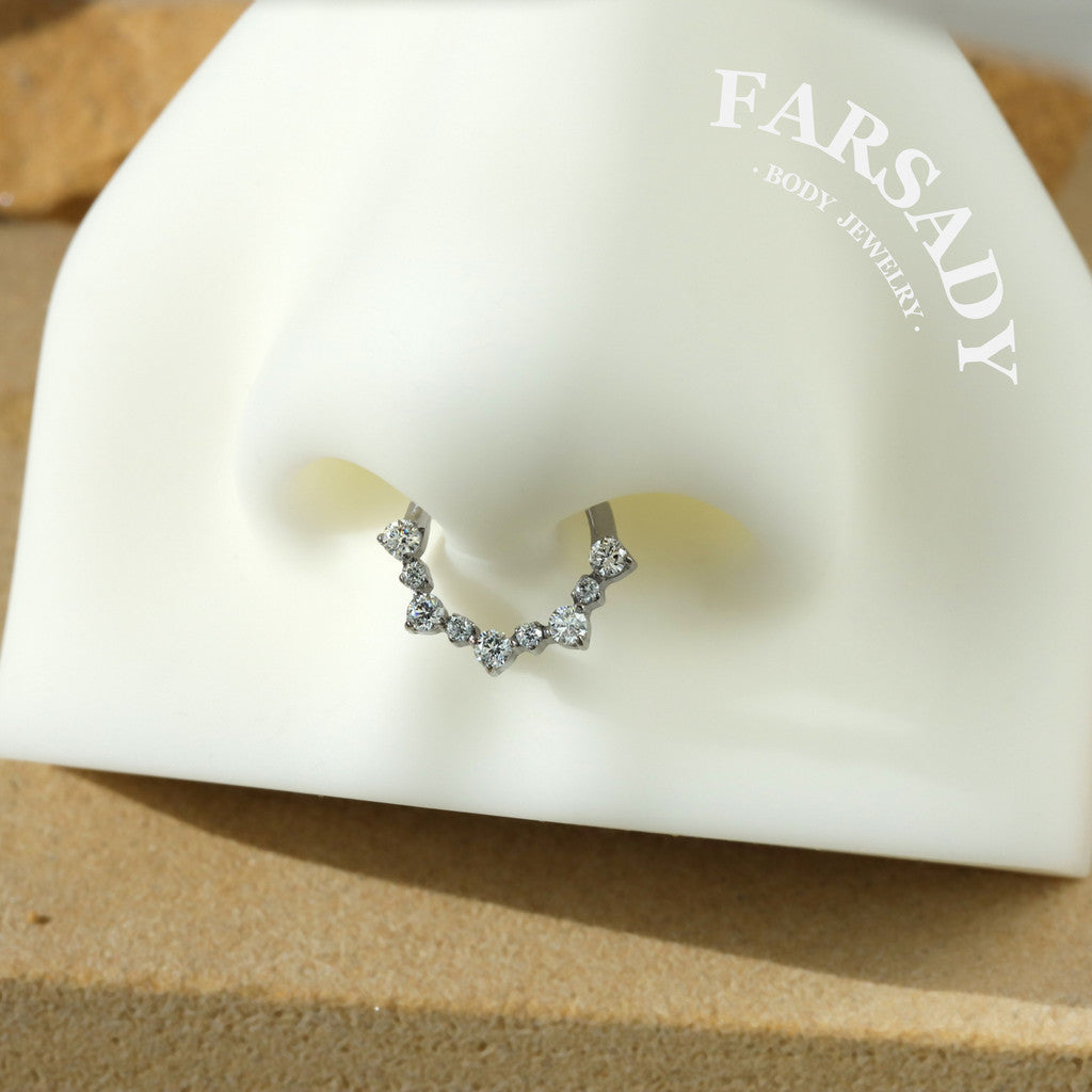 Stellar Wreath - F136 Titanium Hinged Clicker Hoop / Fits 16G Septum Ring Helix Conch Cartilage Earring