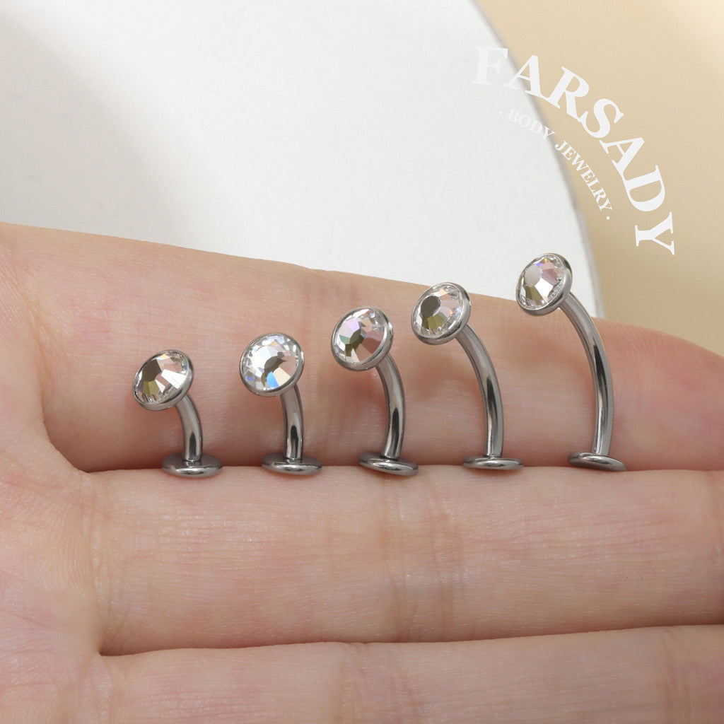 Bezel Arc Spark - F136 Titanium Internally Threaded Belly Button Ring / Fits 14G Navel Piercing