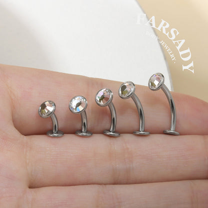 Bezel Arc Spark - F136 Titanium Internally Threaded Belly Button Ring / Fits 14G Navel Piercing