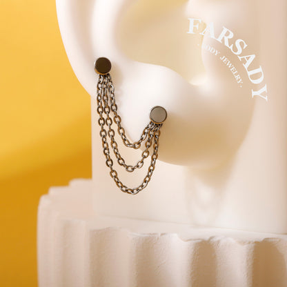 Minimalist Titanium Triple Chain Charm for Helix Tragus Conch Earrings | DIY Earring Accessory in Multiple Sizes