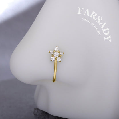Seven-Petal Spark - 925 Silver Fake Nose Ring / Fit Non-Pierced Nose Ring