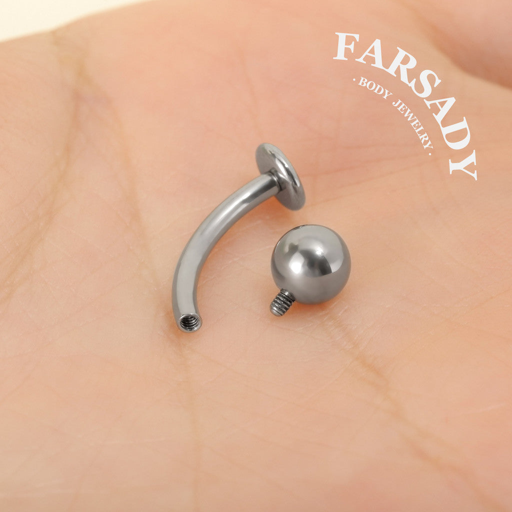 Plain Orb - F136 Titanium Internal Thread Curved Barbell / Fits 14G Navel Piercing