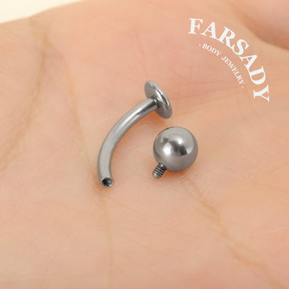 Plain Orb - F136 Titanium Internal Thread Curved Barbell / Fits 14G Navel Piercing