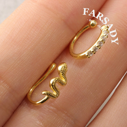 Golden Serpent Coil - 925 Silver Fake Nose Ring / Fit Non-Pierced Nose Ring