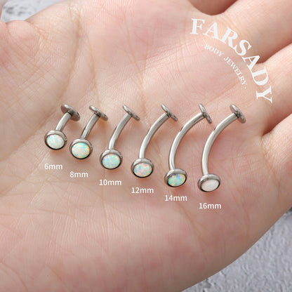 Prismatic Opal Dot - F136 Titanium Internally Threaded Belly Button Ring / Fits 14G Navel Piercing