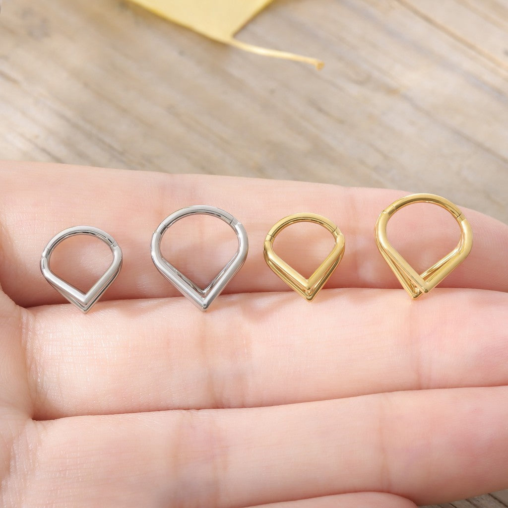 Triple Golden Vortex - ASTM F136 Titanium Hinged Clicker Hoop / Fits 16G Septum Ring Helix Conch Cartilage Earring