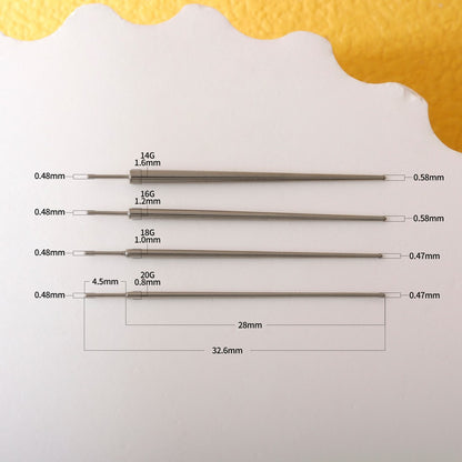 F136 Titanium Straight Insertion Taper - 20G 18G 16G 14G Piercing Guide Push Pin for Threadless Ear Stud Belly Button Ring Barbell