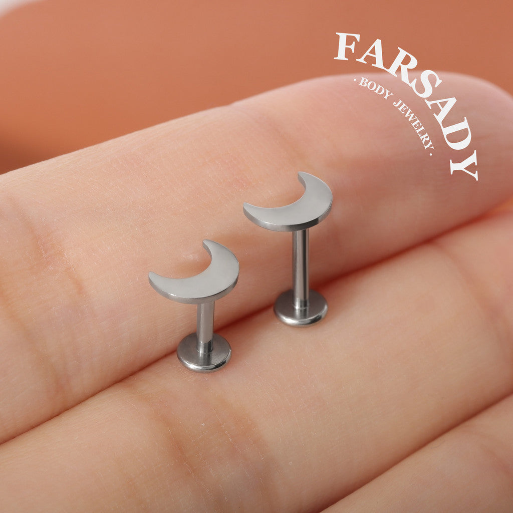 Crescent Hush - F136 Titanium Internally Threaded Stud / Fits Cartilage Helix Tragus Lobe Nostril Piercing