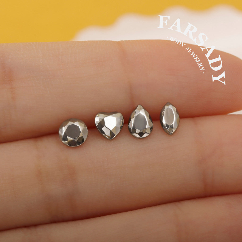 Sharp Cut Metal - F136 Titanium Replacement Tops / Fits Internal Thread Ear Studs