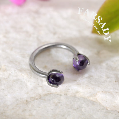 Violet Arc - F136 Titanium Internally Threaded Curved Barbell Ring / Fits 16G Septum Ring Helix Conch Daith Earring