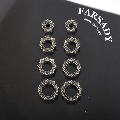 Dark Lotus - 316L Ear Tunnels / Fits Stretched Ear Lobes Plugs