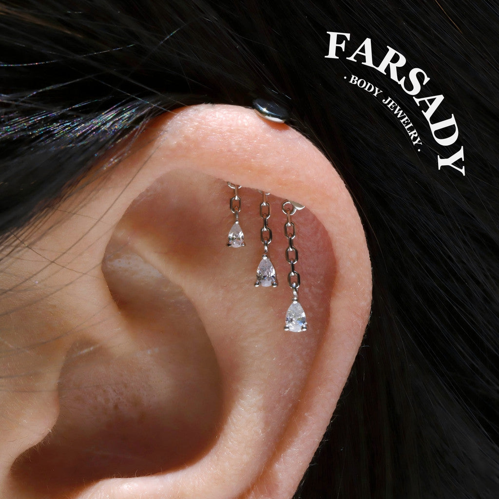Triad Tear - Sterling Silver Push In Stud
