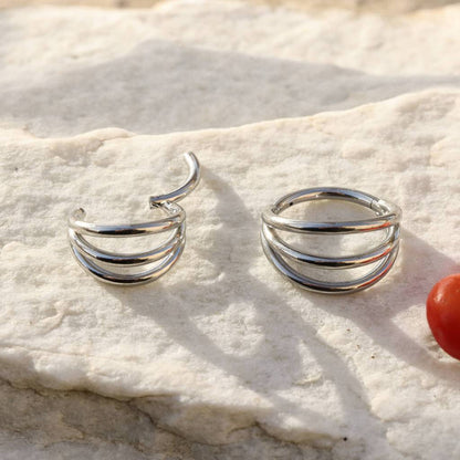 Triple Loop - ASTM F136 Titanium Hinged Clicker Hoop / Fits 16G Septum Ring Helix Conch Cartilage Earring / Waterproof Segment Piercing, Hypoallergenic Jewelry for Sensitive Skin
