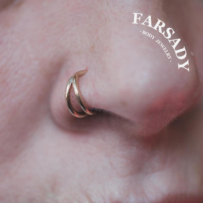 18G Titanium Double Line Nose Ring Hinged Nose Clicker Nostril Jewelry Clip On Nose Ring 1.0*8mm 1.0*10mm Daily Wear Gift Packaged Piercing for Women