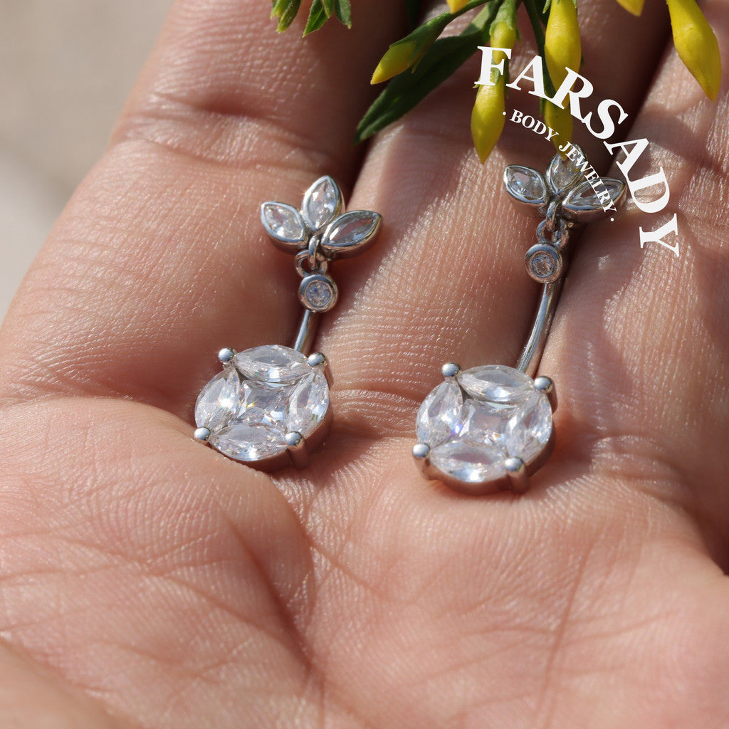 14G S925 Sterling Silver Round Clear CZ Belly Button Ring 8mm 10mm 12mm Navel Piercing Jewelry Non Healed Piercing Friendly Daily Wear Gift for Her