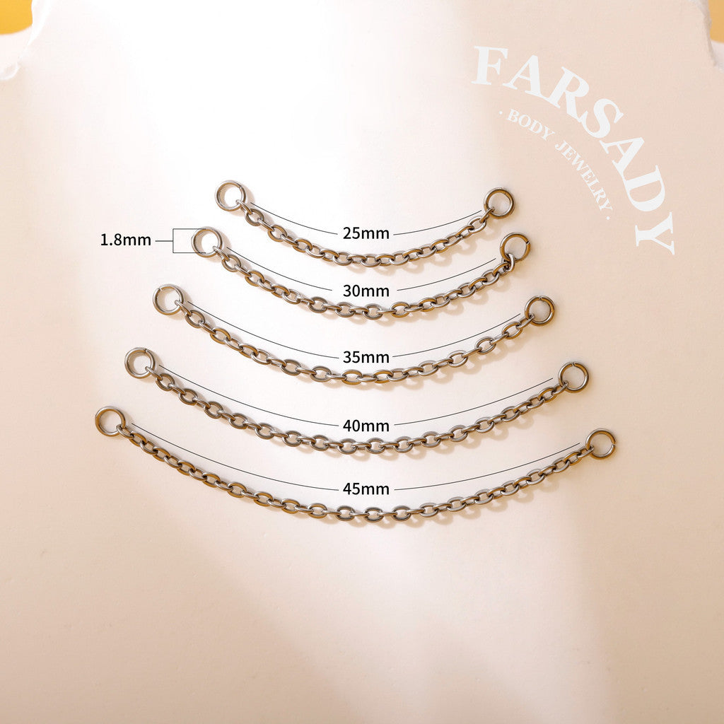 Minimalist Titanium Chain Charm for Helix Tragus Conch Earrings | DIY Earring Accessory in Multiple Sizes
