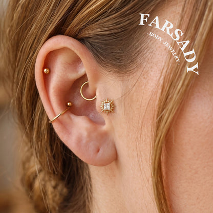 Spike Lumina - 925 Silver Threadless Stud / Fits Cartilage Helix Tragus Lobe Piercing