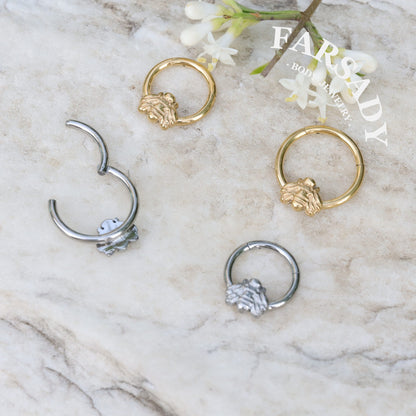 Bee Whisper - F136 Titanium Hinged Clicker Hoop / Fits 16G Septum Ring Helix Conch Cartilage Earring