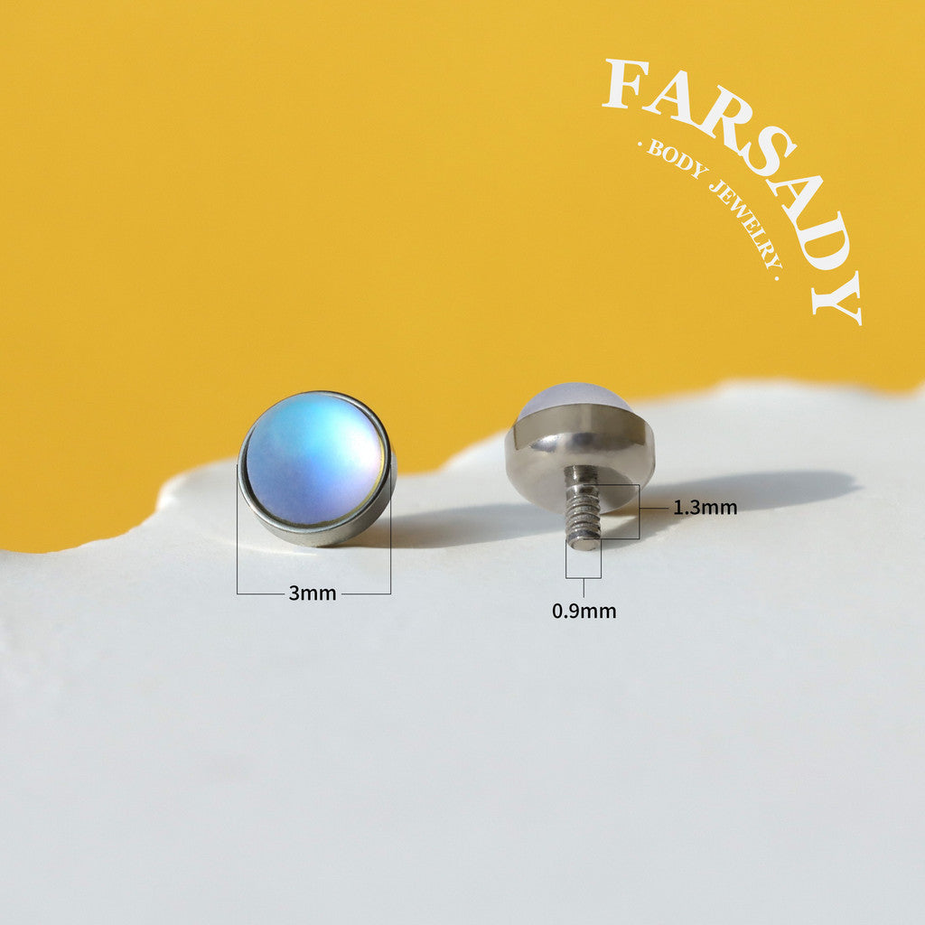 Pale Moon - F136 Titanium Moonstone Replacement Tops / Fits Internal Thread Ear Studs