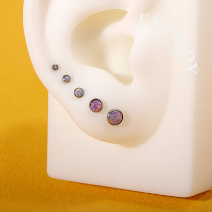 Gradient Color Opal - F136 Titanium Colorful Opal Replacement Tops / Fits Threadless Ear Studs