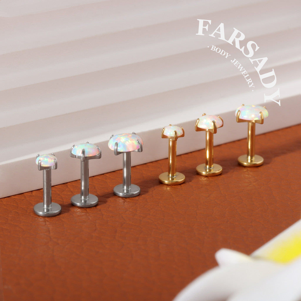 Lunar Opal - F136 Titanium Purple Opal Replacement Tops / Fits Threadless Ear Studs