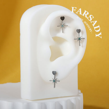 Mint Northstar - F136 Titanium Mint Green CZ Dangle Charm / Interchangeable Hoop Earring Pendant for Helix Daith Cartilage Piercing
