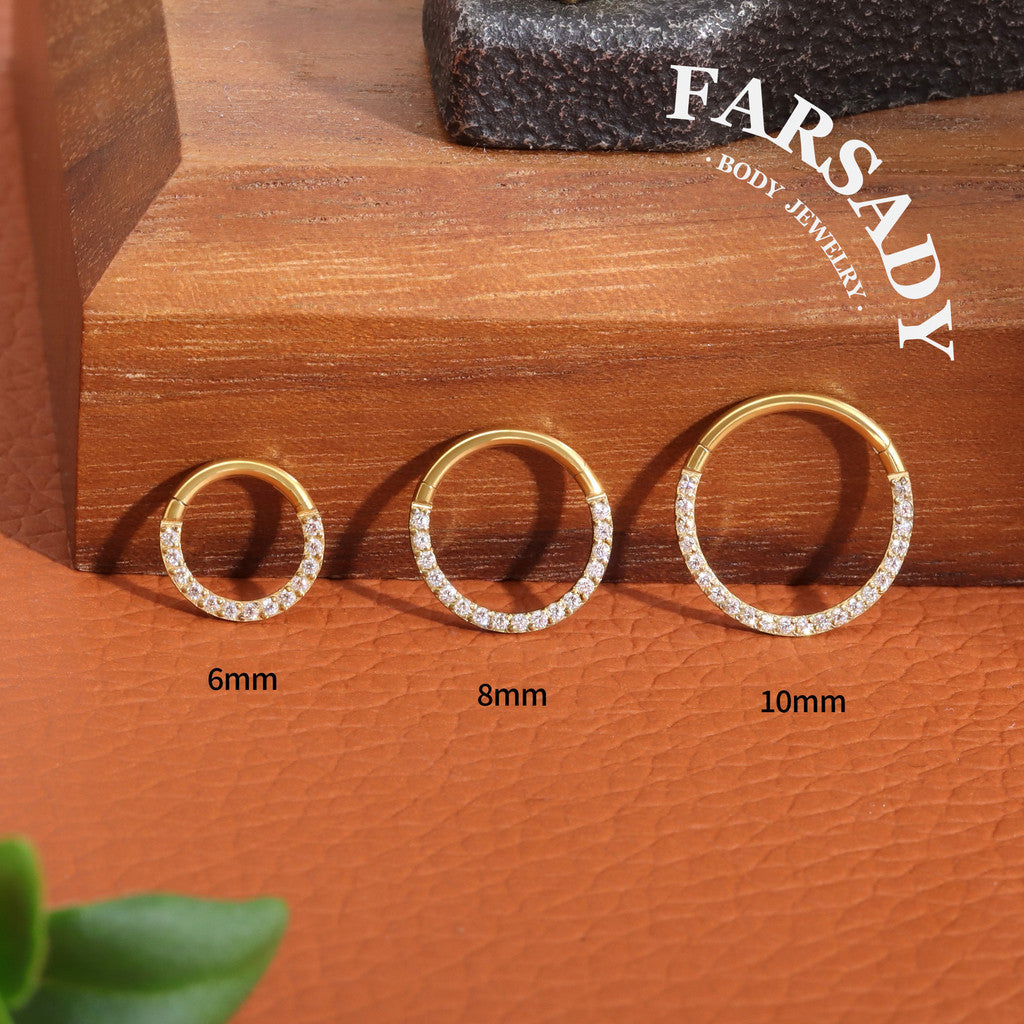 16G Titanium Zirconia Hinged Clicker Nose Earring Minimalist Sparkling CZ Multi Piercing Jewelry Septum Helix Conch Daith Rook Tragus Daily Wear With Gift Box