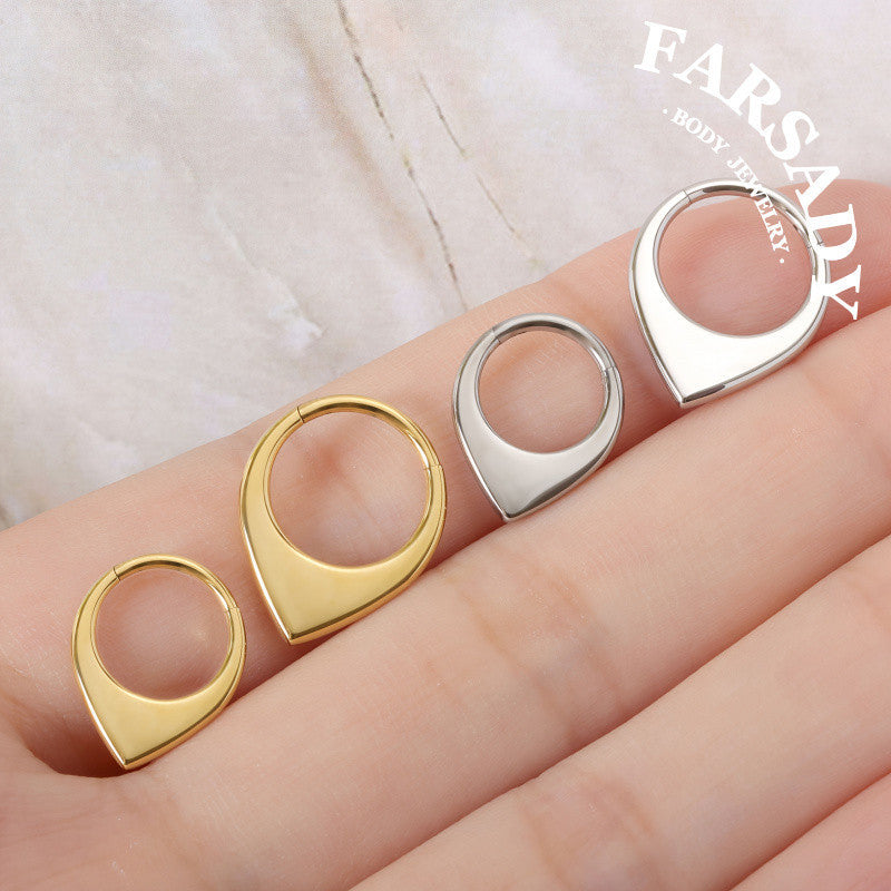 Polished V Shap - ASTM F136 Titanium Hinged Clicker Hoop / Fits 16G Septum Ring Helix Conch Cartilage Earring / Elegant Minimal Piercing, Hypoallergenic Jewelry for Sensitive Skin