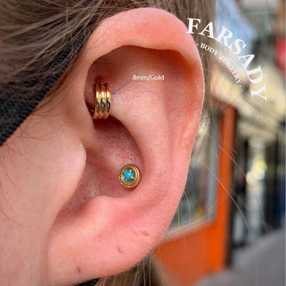 16G Titanium Triple Line Nose Ring & Hoop Earring | Body Jewelry For Septum, Helix, Conch, Daith, Rook, Tragus | Elegant Minimalist Piercing for Daily Wear with Gift Packaging
