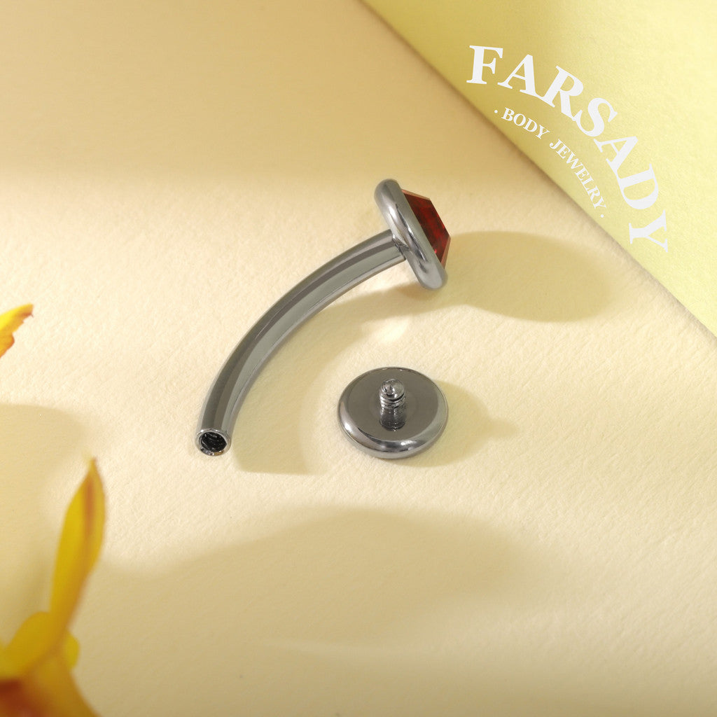 14G Titanium Red CZ Floating Belly Button Ring 6/8/10/12/14mm Internally Threaded Navel Ring Waterproof Body Piercing Daily Wear Gift for Her
