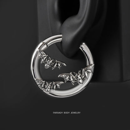 Bat Ear Weights Hanger Easy Clasp Heavy Piercing Earrings Stainless Steel Ear Gauges Silvery Ear Plugs 6G Weight Hangers for Stretched Earlobe
