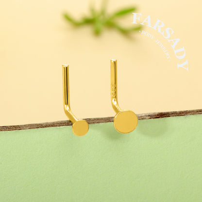 Plain Silver Disc - 925 Silver L-Shape Stud / Fit 20G Nose Ring