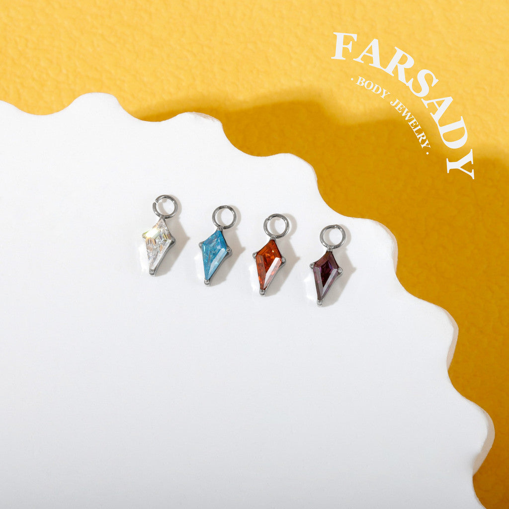 Polaris Gem Teardrop - F136 Titanium Colorful CZ Dangle Charm / Interchangeable Hoop Earring Pendant for Helix Daith Cartilage Piercing