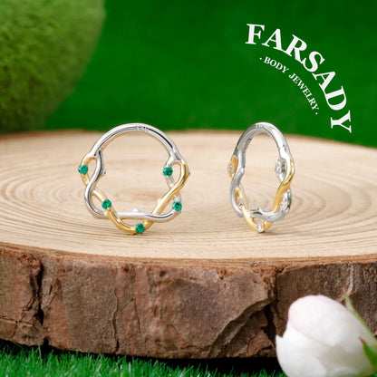 Twig Entwine - Solid 14K Gold Hinged Clicker Hoop / Fits 16G Septum Ring Helix Conch Cartilage Earring