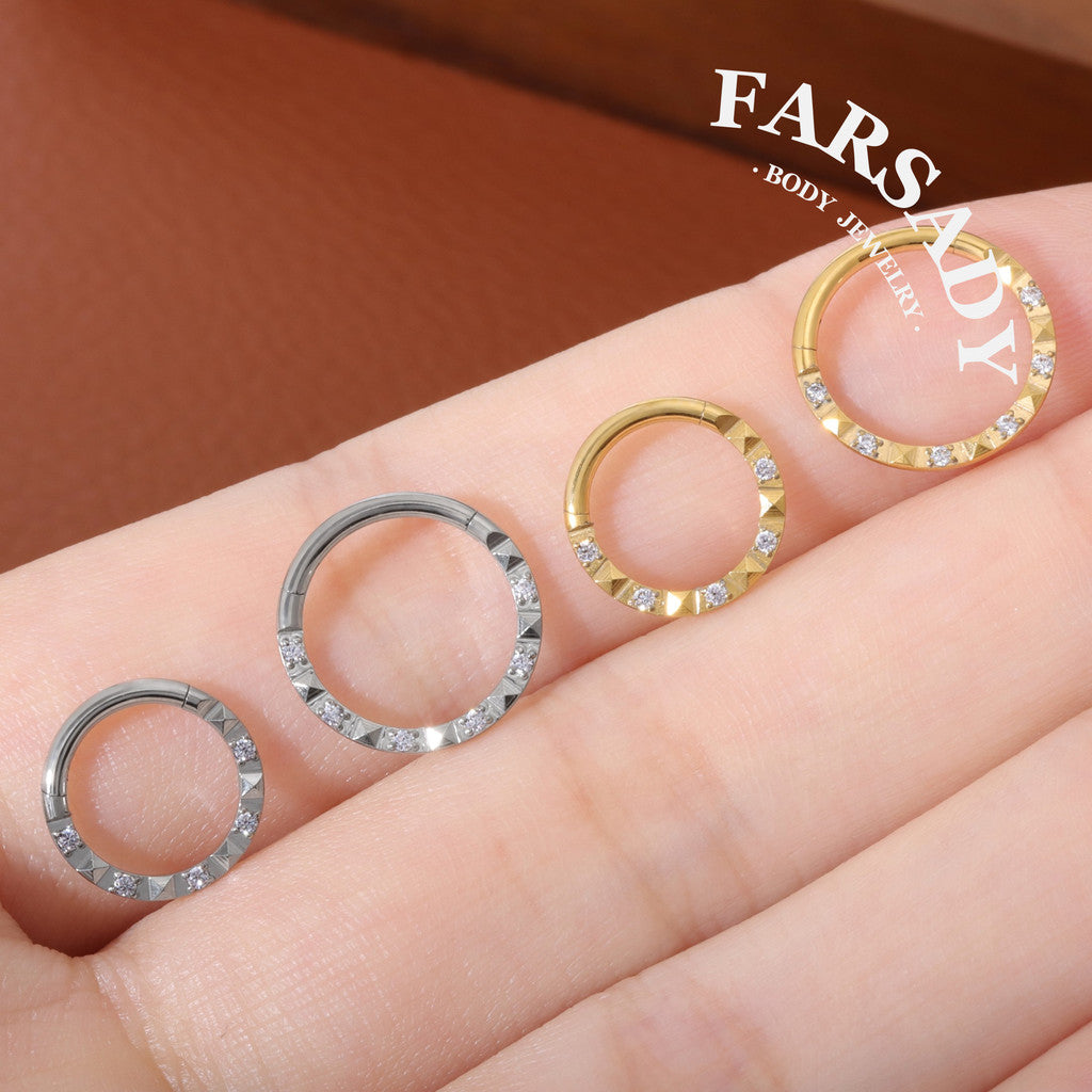 Sun Crest - ASTM F136 Titanium Hinged Clicker Hoop / Fits 16G Septum Ring Helix Conch Cartilage Earring